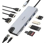 Hamiltion-Usb C Hub, 11 En 1 Adaptador Multipuerto Hub Tipo C Con Hdmi 4K, 3*Usb 3.0, 2*Usb 2.0, Usb C 100W Pd Carga, Ethernet De 1000 W, Lector De Tarjetas Sd/Tf Y Vga, Compatible Con Macbook Pro/Ai