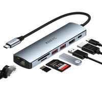 Hamiltion-Usb C Hub Ethernet Multiport Adapter, 7-In-1 Usb C Hub Avec Hdmi 4K@60Hz, 1Gbps Ethernet, 100W Pd, 2 Usb 3.2 10Gbps, Sd/Tf Card Slots Port, Pour Macbook Air/Pro, Xps13/15, Dell