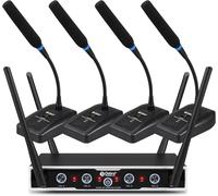 Hamiltion-Wireless Conference Microphone System Audio Pro Du4004 Uhf 4 * 16 Adjustable Channel 360°Rotating Wireless Gooseneck Mic, Ideal For Meeting Speech Conference