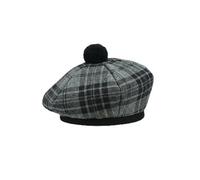 Hamilton Kilts Béret écossais Tam o Shanter Tammie Bonnet écossais tartan en laine acrylique avec pompon, taille unique, gris
