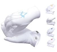Hamilton Kilts Gants en coton, boussole de parade, insignes maçonniques, cadeau pour une soirée franc-maçonne, bleu, L