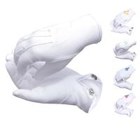 Hamilton Kilts Gants en coton, boussole de parade, insignes maçonniques, cadeau pour une soirée franc-maçonne, blanc, XL