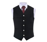 Hamilton Kilts Gilet Prince Charlie pour homme, gilet kilt écossais noir avec boutons chardon, tenue de soirée traditionnelle, Noir, 46