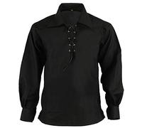 Hamilton Kilts Scottish Jacobean Ghillie Kilt Traditional Highland Shirt Party Vestido de Novia - Negro, L