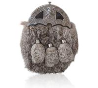 Hamilton Kilts Sporran de cérémonie en Fourrure de Lapin Marron, arçon en Laiton orné d'un Lion Rampant, Portefeuille en Cuir écossais pour Kilt