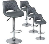 HAMILTON - Lot de 4 Tabourets de Bar Gris -