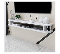 HAMIMI Support mural flottant pour lecteur DVD Blu-ray, TV satellite, décodeur de câble, étagère murale avec cadre flottant (blanc, 100 cm)
