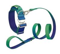 Haminway Ocean Wave Ensemble collier et laisse tactique pour chien - Nylon robuste, boucle en métal, poignée rembourrée, design de couleur dégradée - Durable pour grands chiens, dressage et promenade
