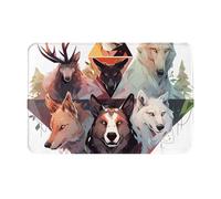 HAMISBEL Paillasson loups et rennes, 40,6 x 61 cm, convient pour salle de bain, cuisine, chambre à coucher, décoration d'intérieur, facile à nettoyer.