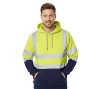 Hamishkane® Blouson Haute Visibilité Homme, Pull-Over Réfléchissant Sweat Polaire Homme, Veste Securite Homme, Contrast Patch Sweat Homme Capuche