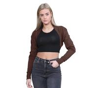 Hamishkane® Boléro en coton pour femme - Léger ouvert sur le devant à manches longues - Cardigan élégant pour femme, parfait pour une robe d'été et des tenues décontractées, chocolat, 36-38