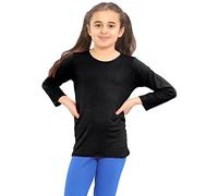 Hamishkane® Chemises d'école pour enfants - T-shirt uni à manches longues pour filles et garçons - T-shirts extensibles et confortables pour enfants, Noir , 11-12 ans