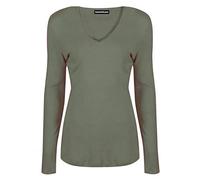 Hamishkane Dames Longue Manche V Cou T-Shirt Stretchy Slim Fit Plaine Jersey Basique Désinvolte Haut