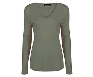 Hamishkane Dames Longue Manche V Cou T-Shirt Stretchy Slim Fit Plaine Jersey Basique Désinvolte Haut