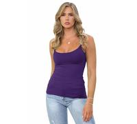 Hamishkane® Débardeur moulant uni à bretelles pour femme - Coupe ajustée - Col rond - Extensible - Tenue de sport - Décontracté - Pour l'été, violet, 48-50 Grande taille
