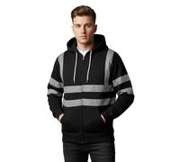 Hamishkane® Homme Veste Haute Visibilité, Sweat Capuche Zippé, Patch de Contraste Pull Over Sweat Polaire Homme, Veste de Travail Chantier