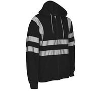 Hamishkane® Homme Veste Haute Visibilité, Sweat Capuche Zippé, Patch de Contraste Pull Over Sweat Polaire Homme, Veste de Travail Chantier