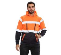 Hamishkane® Homme Veste Haute Visibilité, Sweat Capuche Zippé, Patch de Contraste Pull Over Sweat Polaire Homme, Veste de Travail Chantier