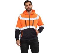 Hamishkane® Homme Veste Haute Visibilité, Sweat Homme Capuche Zippé, Patch de Contraste Pull Over Sweat Polaire Homme Veste de Travail Homme Chantier