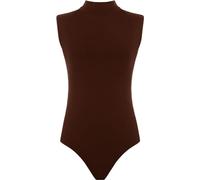 Hamishkane Justaucorps uni sans manches à col montant pour femme, marron, 36-38