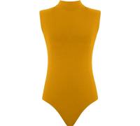 Hamishkane Justaucorps uni sans manches à col montant pour femme, moutarde, 36-38