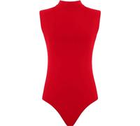 Hamishkane Justaucorps uni sans manches à col montant pour femme, Rouge, 36-38