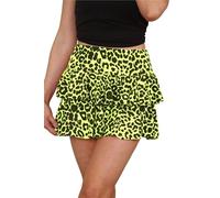 Hamishkane Rara Jupe pour femme Imprimé léopard Zèbre à volants, Léopard jaune fluo, 36-38