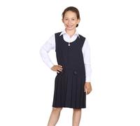 Hamishkane Robe d'uniforme scolaire pour filles, robe à col rond, sans manches, avec fermeture éclair en forme de cœur, plissée pour l'école, pour filles avec deux boutons sur le devant, 2 à 16 ans