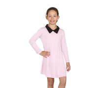 Hamishkane Robe trapèze à col claudine pour fille - Couleur unie pastel - Coupe évasée - Manches longues - 5-13 ans, rose bébé, 7-8 ans