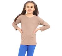 Hamishkane T-shirt à manches longues et col rond pour filles et garçons, moka, 9-10 ans