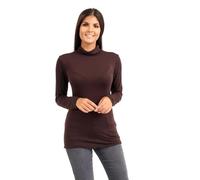 Hamishkane T-shirt à manches longues et col roulé pour femme Uni - Marron - Medium