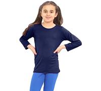 Hamishkane T-shirt extensible à manches longues et col rond pour filles et garçons, bleu marine, 11-12 ans