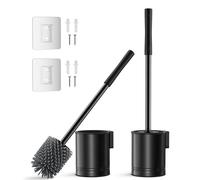 HAMITOR Brosse Toilettes WC Silicone et Acier Inoxydable - Brosse WC Suspendu Noire,Nettoyage Facile Salle de Bain - Balai Toilette WC Murale en INOX Durable et Antirouille de sans percagen - 2 Pack