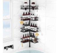 HAMITOR Etagere Douche Sans Percage: Étagère Douche Télescopique Angle Pour Petite Salle De Bain & Locataires - 4 Niveaux Inox Grande Capacité Pour Toute Famille - Lg Réglable 119-312 CM, NOIR