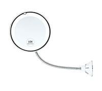 Hamkaw Miroir De Maquillage éclairé Grossissant 10X avec Col De Cygne Flexible Et Ventouse Robuste Miroir De Maquillage pour Vanité De Salle De Bain Pivotante à 360 Degrés