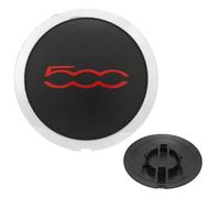 HAMKU 1 Pièces Enjoliveur Pour Fi-At 500, Accessoire Pour Garniture De Capuchon De Roue 500, Accessoires De Mise À Niveau De Capuchon De Roue Central Extérieur Remplacement Pour 500(Rouge Argent)