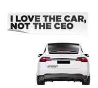 HAMKU 16 * 3cm I LOVE THE CAR, NOT THE CEO ! Autocollants de voiture personnalisés, Autocollant anti-Elon pour fenêtre Non adhésif Vinyle statique (Police noire)