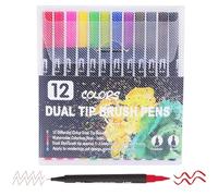 HAMKU Feutre Coloriage Adulte 12 Couleurs,Double Pointe Feutre Aquarelle Pour Dessin,Mandalas,Manga,Doodling Et Calligraphie,Brush Pen Pour Débutants Et Artistes