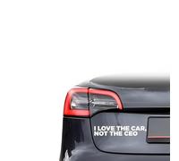 HAMKU I LOVE THE CAR, NOT THE CEO ! ! Autocollants de voiture personnalisés Autocollant anti-Elon pour fenêtre Non adhésif Vinyle statique (Police blanche)