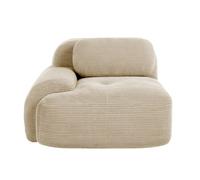 Hamlet canapé d'angle modulable 1 place gauche en tissu côtelé beige avec coussin, sans montage