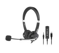 Hamlet HHEADM-CJS écouteur/casque Avec fil Arceau Bureau/Centre d'appels USB Type-C Noir Noir G