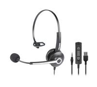 Hamlet HHEADM-UJM Casque monaural de bureau USB avec microphone Noir