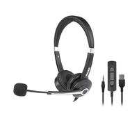 Hamlet HHEADM-UJS casque Avec fil Arceau Bureau/Centre d'appels USB Type-A Noir