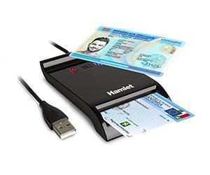 Hamlet HUSCR-NFC Lecteur de Carte à Puce USB et sans Contact NFC pour Carte d'identité électronique CIE 3.0