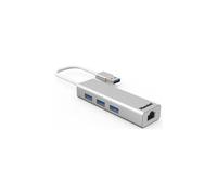 Hamlet Hub USB XHUB330LAN – USB 3.0 (3.1 Gen 1) Type-A 5000 Mbit/s, 3 ports et LAN Gigabit, Argent