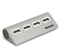 Hamlet XHUB4020AL hub & concentrateur USB 2.0 480 Mbit/s Aluminium