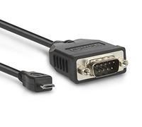 Hamlet XURS232MICROTG Câble Adaptateur Micro USB vers série RS232 DB9, Technologie OTG embarquée, pour Ordinateur et Smartphone, Noir/Gris Anthracite
