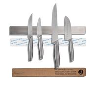 Hamletoff Porte-couteaux magnétique pour mur sans perçage - 40,6 cm - En acier inoxydable - Bande magnétique pour couteaux de cuisine avec autocollant adhésif