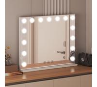 Hamlody Miroir Coiffeuse Hollywood, 58×46cm Miroir Maquillage Lumineux, 15 Ampoules LED avec 3 Modes D'éclairage, Chargement USB/Type-C Et Commande Tactile, pour Coiffeuse Miroir sur Table/sur Mur