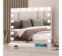 Hamlody Miroir Coiffeuse Hollywood, 80×60cm Miroir Maquillage Lumineux, 18 Ampoules LED avec 3 Modes D'éclairage, Chargement USB/Type-C Et Commande Tactile, pour Coiffeuse Miroir sur Table/sur Mur